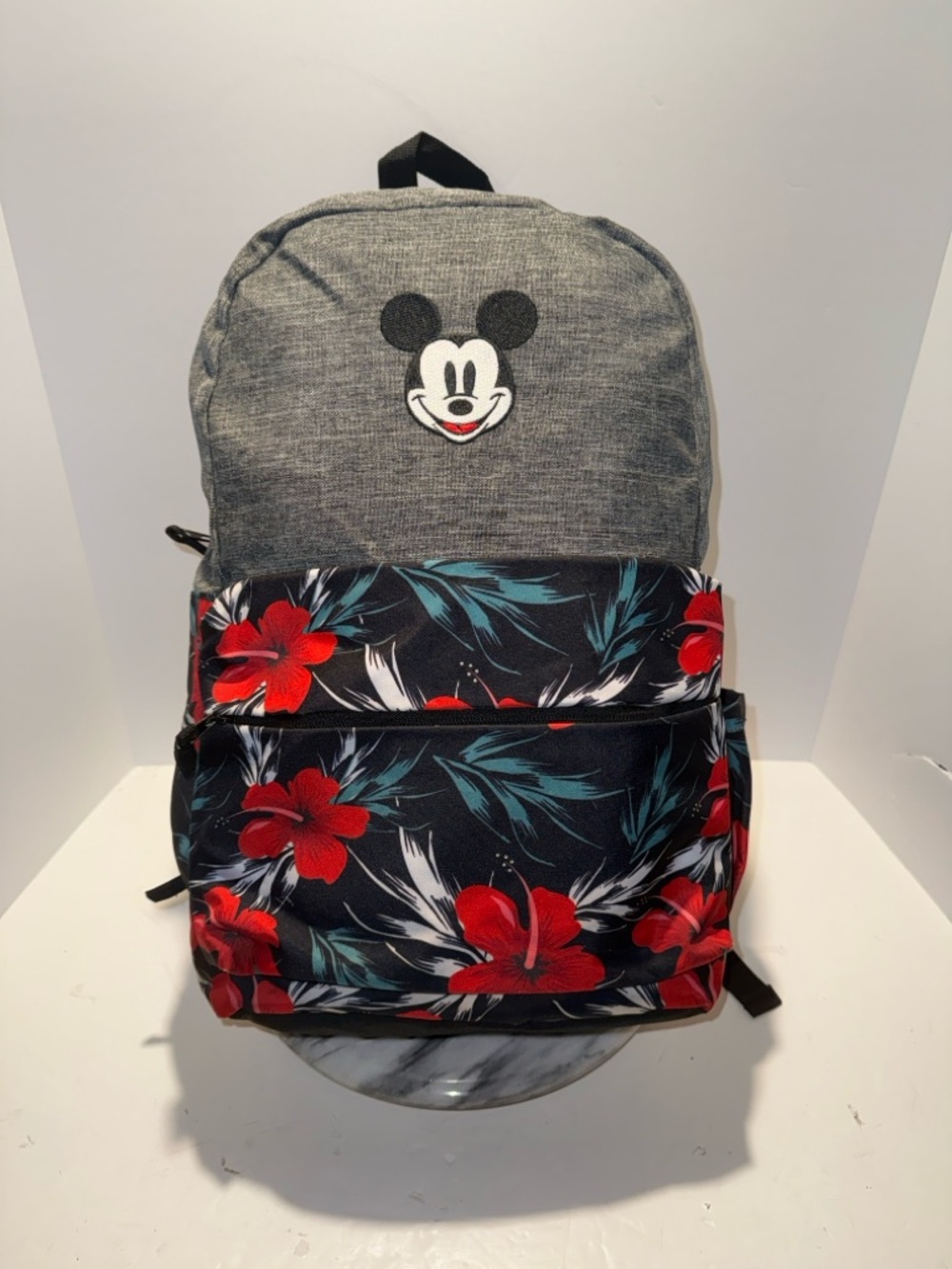 Disney Floral Embroidered Mickey Mouse Large Backpack Bookbag